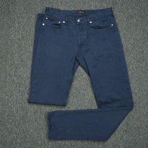 APC Jeans Mens 31x33 Blue 5‎ Pocket Straight Button Fly Denim